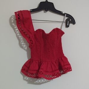 Lovers + Friends Red One-Shoulder Blouse